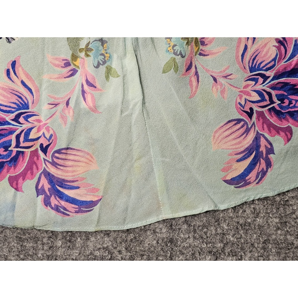 Camilla Silk Floral Pleated Dress Size XS Puff Sleeve Flawed Beaded Pockets - Picture 5 of 9